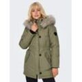 Parka ONLY "ONLIRIS FUR WINTER PARKA LIFE CC OTW", Damen, Gr. S (36), grün (mermaid detail:nature fur), Web, Obermaterial: 100% Polyester, unifarben, modisch, Jacken, mit verdeckter Knopfleiste