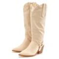 Stiefelette LASCANA Gr. 36, beige Damen Schuhe Cowboy Stiefel,Slouchy Boots mit abnehmbarem Schaft,Boots VEGAN