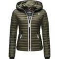 Steppjacke NAVAHOO "Kimuk Prc", Damen, Gr. S (36), grün (olivgrün), Oberstoff: 100% Nylon, Futter: 100% Polyester, Wattierung: 100% Polyester, Ärmelfutter: 100% Polyester, casual, figurbetont hüftlang, Langarm Ärmel ohne Ärmelschlitz Rippstrickbündchen kontrastfarben, Jacken, leichte Übergangsjacke mit Kapuze