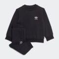 Trainingsanzug ADIDAS ORIGINALS "CREW SET", Kinder, Gr. 68, schwarz, Obermaterial: 70% Baumwolle, 30% Polyester, clean, sportlich, Sportanzüge