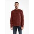 Strickpullover STREET ONE MEN, Herren, Gr. L (52), rot (rusty rot), Web, 60% Baumwolle, 40% Polyacryl, unifarben, casual, normal normal, Rundhals, Pullover, mit Struktur