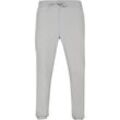 Stoffhose URBAN CLASSICS "Urban Classics Herren Tapered Jogger Pants", Herren, Gr. L, US-Größen, grau (lightasphalt), 75% Polyester, 19% Viskose, 6% Elasthan, unifarben, normal, Hosen