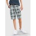 Shorts KIDSWORLD "2tlg. Bermudas mit Gürtel, Karierte Cargo-Bermudas" Gr. 128, N-Gr, bunt (anthrazit, türkis, kariert), Jungen, Twill, Obermaterial: 100% Baumwolle, kariert, Hosen, mit Textilgürtel