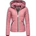 Steppjacke NAVAHOO "Kimuk Prc", Damen, Gr. S (36), rosa (altrosa), Oberstoff: 100% Nylon, Futter: 100% Polyester, Wattierung: 100% Polyester, Ärmelfutter: 100% Polyester, casual, figurbetont hüftlang, Langarm Ärmel ohne Ärmelschlitz Rippstrickbündchen kontrastfarben, Jacken, leichte Übergangsjacke mit Kapuze