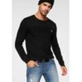 Rundhalspullover BRUNO BANANI Gr. M (48/50), schwarz, Herren, Feinstrick, Obermaterial: 50% Baumwolle, 50% Polyacryl, unifarben, Pullover, in modischer Strickoptik, Topseller