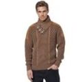 Strickpullover RUSTY NEAL Gr. L, braun (camelfarben), Herren, 75% Polyacryl, 25% Baumwolle, unifarben, Pullover, mit trendigem Strickmuster