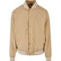 Collegejacke URBAN CLASSICS "Urban Classics Herren Light College Jacket", Herren, Gr. L, beige (unionbeige), 100% Polyester, unifarben, casual, oversize, Rundhals, Langarm, Jacken