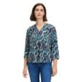 Schlupfbluse BETTY & CO "Betty & Co Schlupfbluse mit Print", Damen, Gr. 36, blau (dunkelblau, petrol), Obermaterial: 100% Viskose., casual, figurumspielend normal, Rundhals, 3/4-Ärmel, Blusen