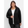 Sweatjacke SHEEGO "Große Größen" Gr. 40/42, schwarz Damen Sweatjacken leicht wattiert, mit Rautensteppung