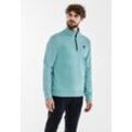 Sweatshirt STREET ONE MEN, Herren, Gr. L (52), blau (aurora turquoise), Web, 80% Baumwolle, 20% Polyester, unifarben, casual, gerade, ohne Ausschnitt, Langarm Rippbündchen, Sweatshirts, mit Stehkragen