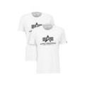 T-Shirt ALPHA INDUSTRIES "Alpha Industries Men - T-Shirts Basic T 2 Pack" Gr. L, weiß Herren Shirts