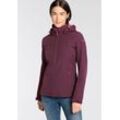 Softshelljacke ICEPEAK "D SOFTSHELLJACKE BRENHAM", Damen, Gr. 36, lila (violet), Web, Obermaterial: 95% Polyester, 5% Elasthan, sportlich, regular fit hüftlang, Langarm, Jacken, mit hohem Stehkragen