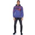 Kapuzensweatshirt RUSTY NEAL "Rusty Neal Sweater" Gr. L, blau (blau, rot), Herren, 70% Baumwolle, 30% Polyester, bedruckt, Sweatshirts, mit trendigen Prints