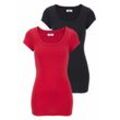 T-Shirt FLASHLIGHTS Gr. 44/46 (L), rot (rot, schwarz) Damen Shirts figurbetonter Schnitt, unifarben, Rundhalsausschnitt