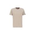 T-Shirt ALPHA INDUSTRIES "Alpha Industries Men - T-Shirts Signature Puff Print BP T" Gr. L, beige (vintage sand), Herren, Obermaterial: 100% Baumwolle, Shirts