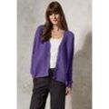 Cardigan CECIL Gr. L (42), lila (wild lila), Damen, 68% Polyester, 32% Baumwolle, unifarben, Strickjacken, mit V-Ausschnitt