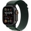 APPLE Watch Ultra 2 GPS + Cellular 49 mm Alpine Loop Armband Dunkelgrün 2024 Smartwatch Titangehäuse, 165 - 210 mm, Schwarz