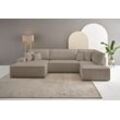 Wohnlandschaft ANDAS "FINNLEY U-Form XXL 329 cm, Schlafsofa, Schlaffunktion m. Bettkasten", grau (taupe), B:329cm H:85cm T:195cm, Bezugstoff 100% PES , Gramatur 400g/qm +/- 5%, Sofas, (194/139 cm), Bouclé, Struktur und Cord