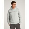 Sweatshirt CALVIN KLEIN "SPLIT LINE LOGO HOODIE" Gr. L, grau (light grau heather), Herren, Sweatware, Obermaterial: 64% Baumwolle, 36% Polyester, unifarben, Sweatshirts, mit Logoprint