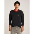 Strickpullover TOMMY JEANS "TJM SLIM ESSNTLS C-NECK SWEATER", Herren, Gr. XXXL, schwarz, Strick, Obermaterial: 100% Baumwolle, unifarben, casual, slim fit hüftbedeckend, hoch geschlossener Ausschnitt, Langarm weit Bündchen, Pullover, mit Markenlogo auf der Brust