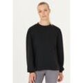 Sweatshirt ATHLECIA "Jillnana" Gr. 34, schwarz, Damen, 51% Polyester, 44% Modal, 5% Elasthan, unifarben, Sweatshirts, aus weichem Stoff mit entspannter Passform