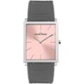 Quarzuhr JACQUES LEMANS "Nizza" Armbanduhren grau (grau, rosa) Damen Armbanduhr, Damenuhr, Lederarmband