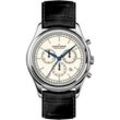 Chronograph JACQUES LEMANS "St. Moritz" Armbanduhren schwarz (schwarz, beige) Herren Quarzuhr, Armbanduhr, Herrenuhr, Datum, Lederarmband