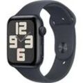 APPLE Watch SE (2024) GPS 44 mm Smartwatch Aluminium Fluorelastomer, 160 - 210 mm, Mitternacht