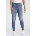 Skinny-fit-Jeans LEVI'S "721 High rise skinny", Damen, Gr. 28, Länge 30, blau (cool it now you), Denim/Jeans, Obermaterial: 79% Baumwolle, 19% Polyester, 2% Elasthan, casual, skinny fit lang, Jeans, mit hohem Bund