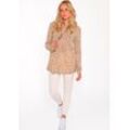 Kaschmirpullover ZWILLINGSHERZ "Hoodie "Leo Print"", Damen, Gr. L, beige (hellbeige), Feinstrick, Obermaterial: 100% Kaschmir, modisch, A-Linie Po-bedeckend, ohne Ausschnitt, Langarm, Pullover, mit lockerem Fit und Kapuze