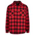 Langarmhemd URBAN CLASSICS "Urban Classics Herren Padded Check Flannel Shirt" Gr. L, US-Größen, schwarz (schwarz, rot), Herren, 100% Baumwolle, Hemden