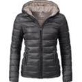 Steppjacke MARIKOO "Luci", Damen, Gr. M (38), schwarz, Obermaterial: 100% Nylon, Futter: 100% Polyester, Wattierung: 100% Polyester, Ärmelfutter: 100% Polyester, klassisch, figurbetont hüftbedeckend, Langarm Ärmel ohne Ärmelschlitz normaler Saum, Jacken, modische Damen Übergangsjacke mit großer Kapuze