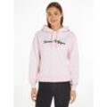 Kapuzensweatshirt TOMMY HILFIGER "IM REG SCRIPT HILFIGER HOODIE", Damen, Gr. S (36), pink (delicate pink), Sweatware, Obermaterial: 100% Baumwolle, unifarben, casual, regular fit, Langarm, Sweatshirts, mit Tommy Hilfiger Script Logo-Schriftzug