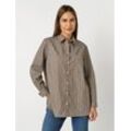 TONI Bluse Damen Baumwolle gestreift, taupe