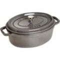 Bräter STAUB "Cocotte", grau (graphit, grau), B:25cm H:16,7cm L:37,5cm Ø:31cm, Töpfe, robust, langlebig, perfekte Hitzeverteilung, Aromaregen-Deckel