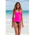 Bügel-Tankini-Top S.OLIVER "Spain", Damen, Gr. 38, Cup D, pink, Microfaser, Microfaser, unifarben, Bikini-Oberteile, mit Wickeloptik