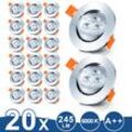 Vingo 20er led Einbaustrahler Deckeneinbauleuchte Set Einbauleuchte Deckenleuchte Einbauspot Deckenspot IP20 245LM Strahler Kaltweiß 3W