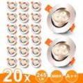 TolleTour 20er LED Einbaustrahler Deckeneinbauleuchte Set Einbauleuchte Deckenleuchte Einbauspot Deckenspot IP20 245LM Strahler Warmweiß 3W