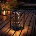 Solar Lampe Outdoor Solarleuchte Gartenleuchte Metallgestell led Solar Lichterkette Außen, Metall Acryl, 1x led warmweiß, LxBxH 14x14x25 cm, Terrasse