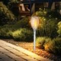 Solarlampen für außen Garten Steckleuchte Flammeneffekt IP44 Akku Solarleuchten Garten, Kunststoff silber, 1x led 3000K, DxH 10x58cm