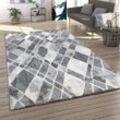 Paco Home - Teppich Wohnzimmer Kurzflor Modern 3D Effekt Vintage Skandi Muster Abstrakt Grau 80x150 cm