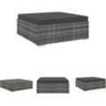 Modular-Fußhocker 1 Stk. + Auflagen Poly Rattan Grau - Gartensofaelemente - Grau - The Living Store