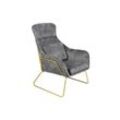 Relaxsessel Samtvelours Grau Sessel Polstersessel Ohrensessel Loungesessel