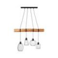 BRILLIANT Lampe, Keyla Pendelleuchte 4flg schwarz/holzfarbend, 4x A60, E27, 25W, Holz aus nachhaltiger Waldwirtschaft (FSC)