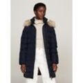 Steppmantel TOMMY HILFIGER "HERITAGE DOWN TYRA COAT WITH FUR", Damen, Gr. S (36), blau (desert sky), Web, Obermaterial: 100% Polyester. Futter: 100% Polyester. Wattierung: 70% Daunen, 30% Federn, unifarben, casual, regular fit, Langarm, Mäntel, mit Fellimitat, Topseller