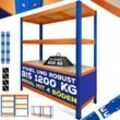 MASKO® Schwerlastregal Lagerregal Kellerregal 180x90x40cm, verstellbare Ablagen, MDF-Platten Regal aus Metall, Steckregal, Werkstattregal Stahlgestell Garage Werkbank