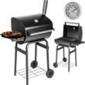 tectake® Holzkohlegrill, mit 2 Rädern, mit Thermometer, 85 x 48 x 123 cm