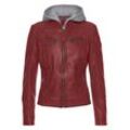 Lederjacke MAURITIUS "NOLA" Gr. L/40, rot (red) Damen Jacken Lederjacke Übergangsjacke Two-in-One Style - mit abnehmbarer Jersey-Kapuze