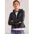 Lederjacke MAURITIUS "NOLA" Gr. L/40, schwarz (black) Damen Jacken Lederjacke Übergangsjacke Two-in-One Style - mit abnehmbarer Jersey-Kapuze