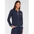 Sweatshirt DELMAO Gr. 32/34, blau (marine), Damen, angeraute Sweatware, Obermaterial: 80% Baumwolle, 20% Polyester, Sweatshirts, -Jacke mit Druckknöpfen im sportiven Stil